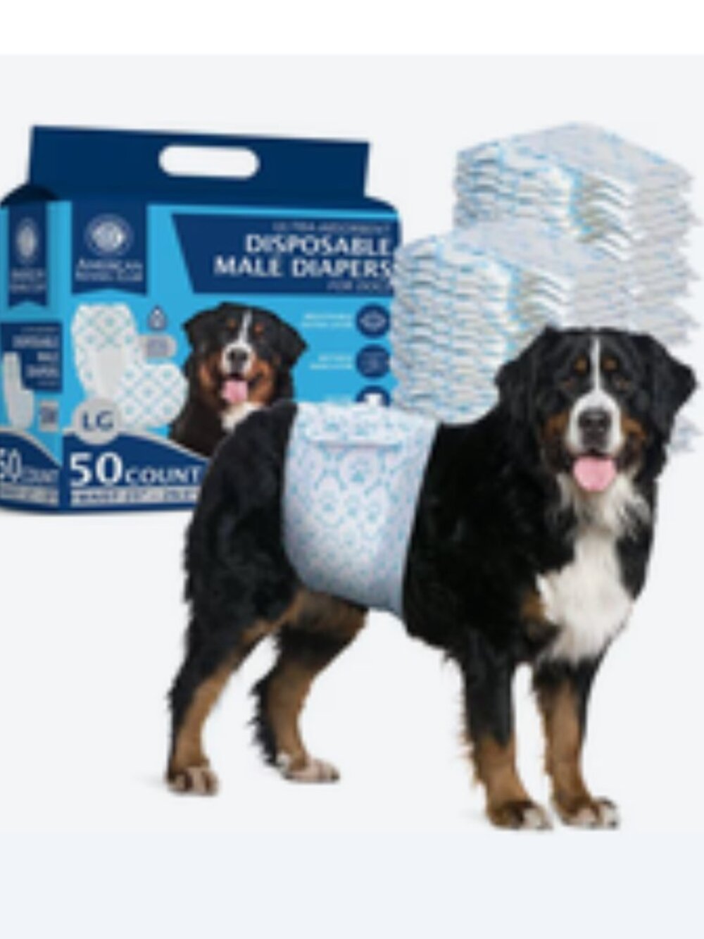 American Kennel Club Disposable Diapers for Male Dogs; Size: Large, 50 Ct. Pkg.